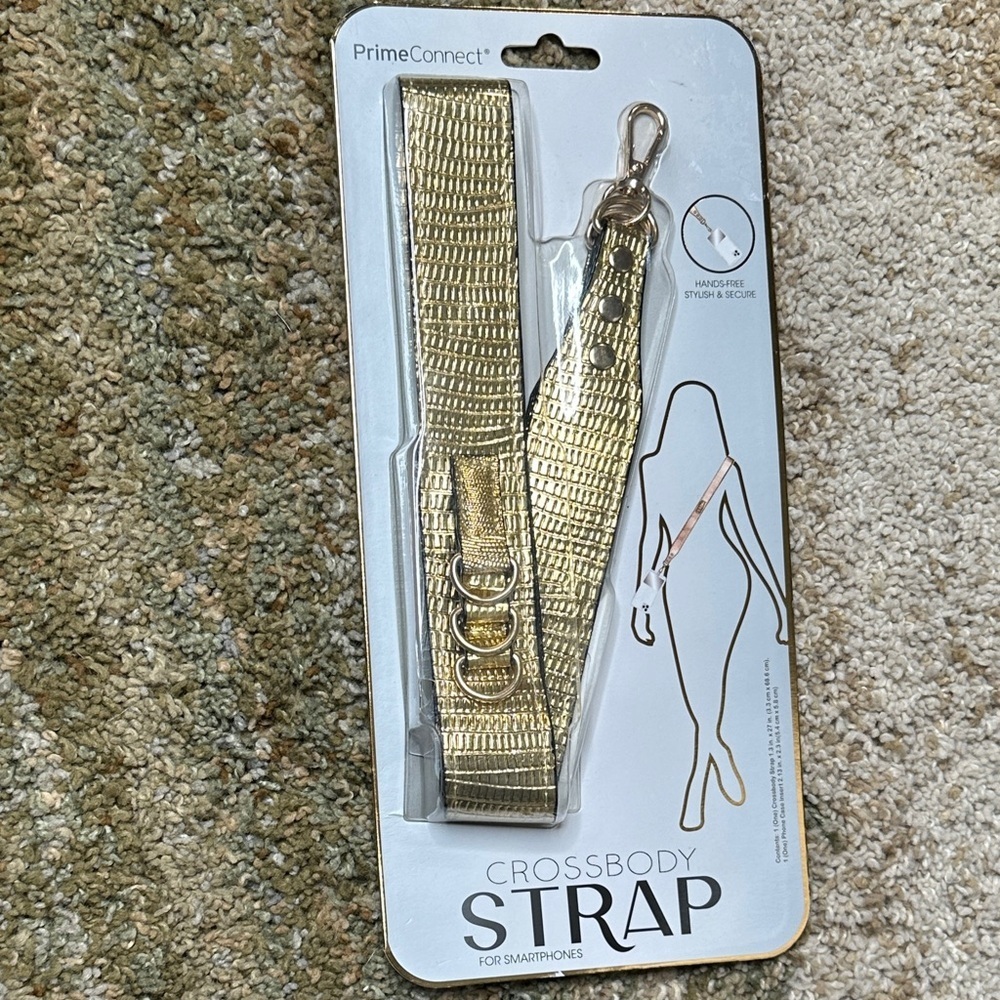 Crossbody Strap for Smartphones or Crossbody Bags Gold Embossed Guitar Strap NWT